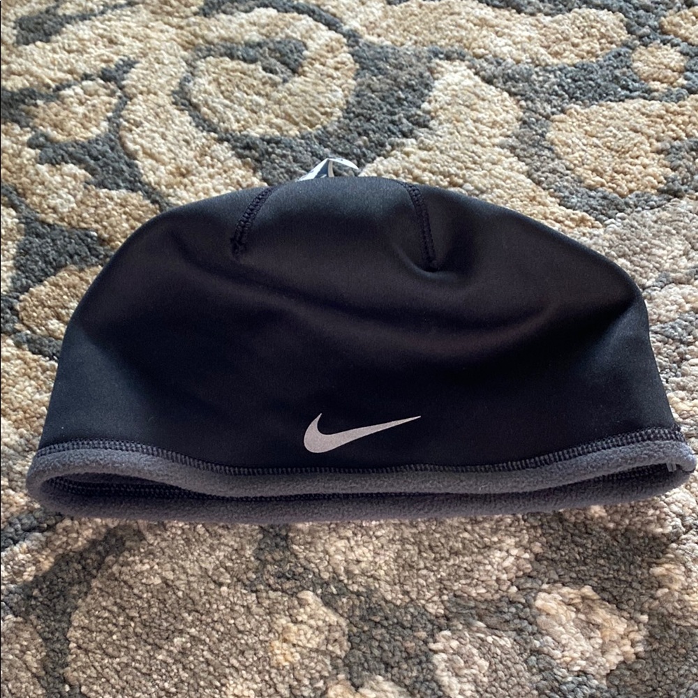 Nike Black Beanie with Silver Logo